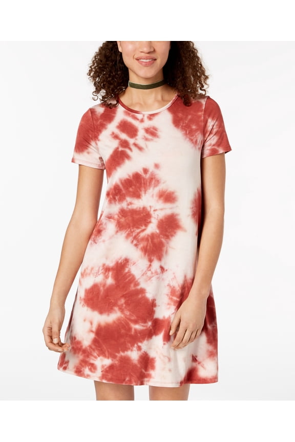 Juniors Tie Dyed T-Shirt Dress Orange M