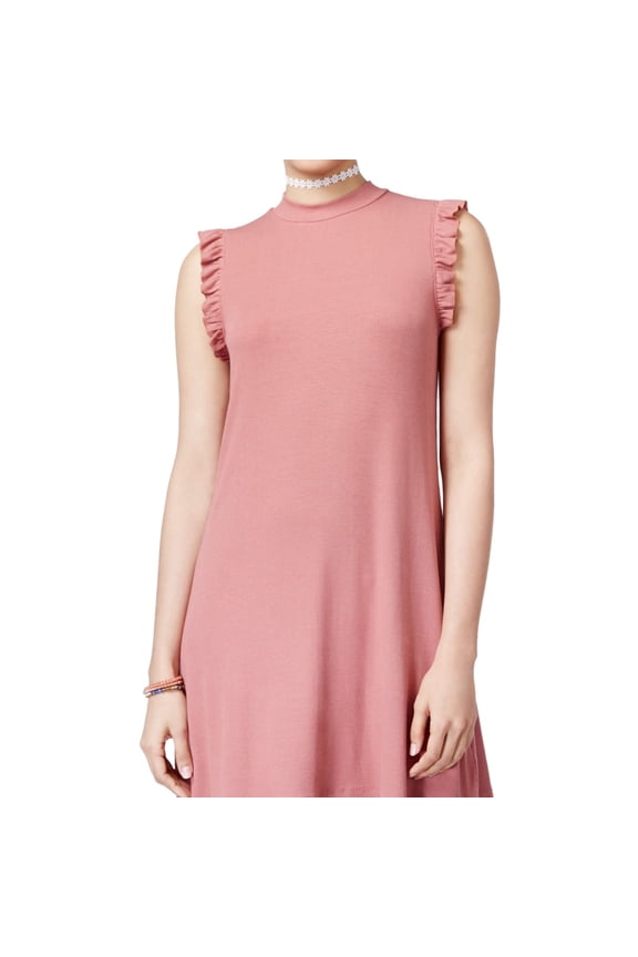 Womens Ribbed Shift Dress, Pink, Juniors, Large