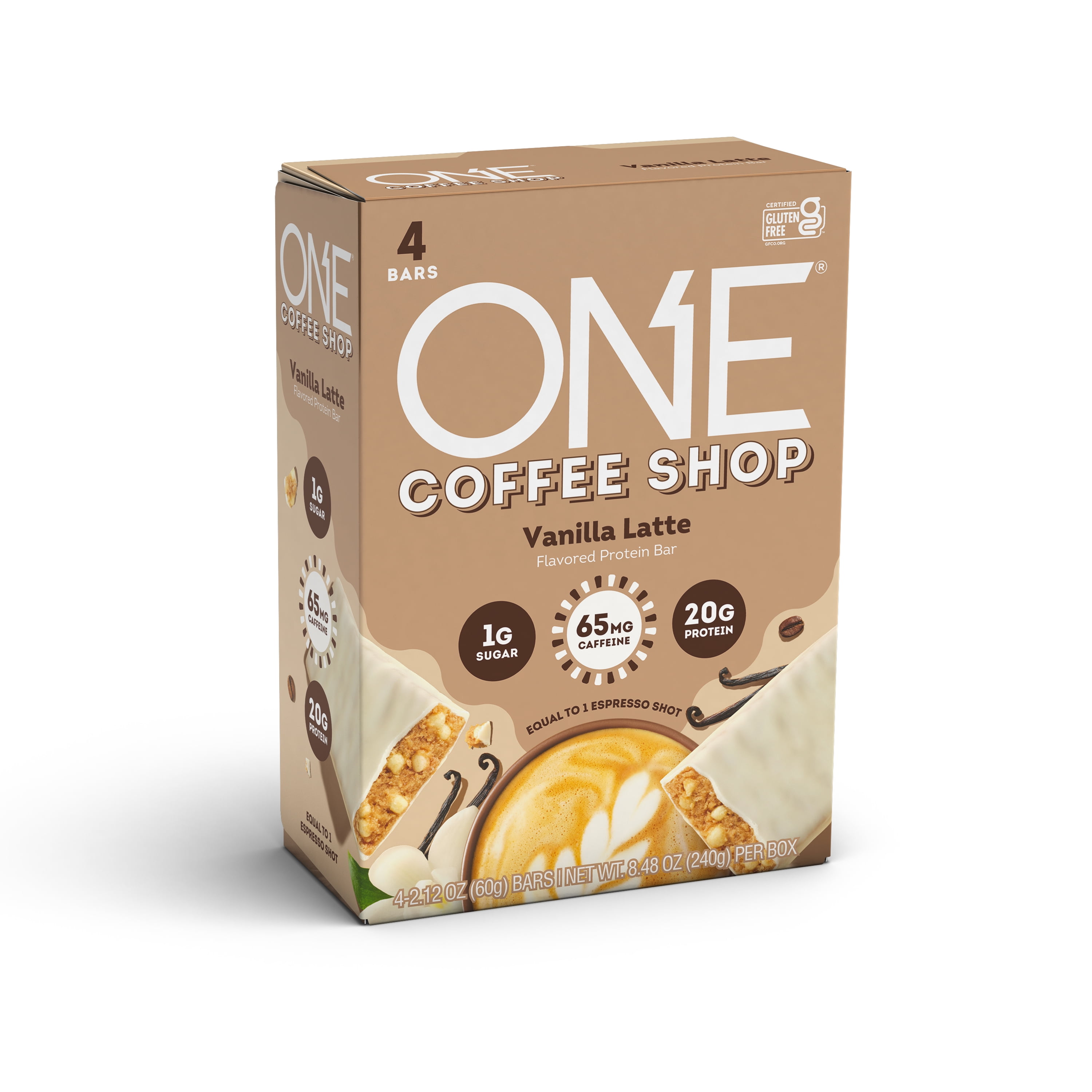 ONE Brands Coffee Shop Protein Bar, Vanilla Latte, 20g Protein