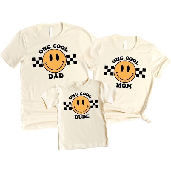 One Cool Dad 1st Birthday Matching Family Shirts - Each Saying Sold Individually Natural Shirt Adult Small