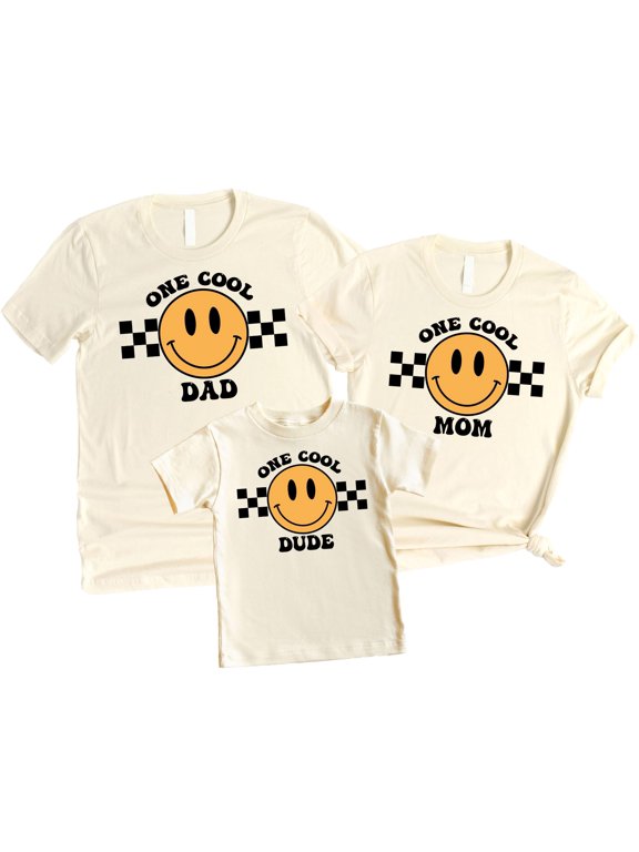 One Cool Dude 1st Birthday Matching Family Shirts - Each Saying Sold Individually Natural Shirt 18 Months