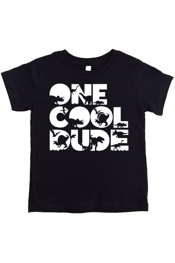 One Cool Dude Dino 1st Birthday Shirt for Baby Boys First Birthday Cake Smash Outfit Black Shirt 12 Months
