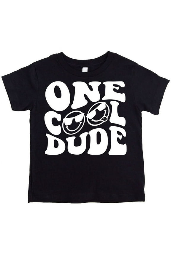 One Cool Dude Retro Boys First Birthday Shirt & Bodysuit for Boys Black Shirt 18 Months