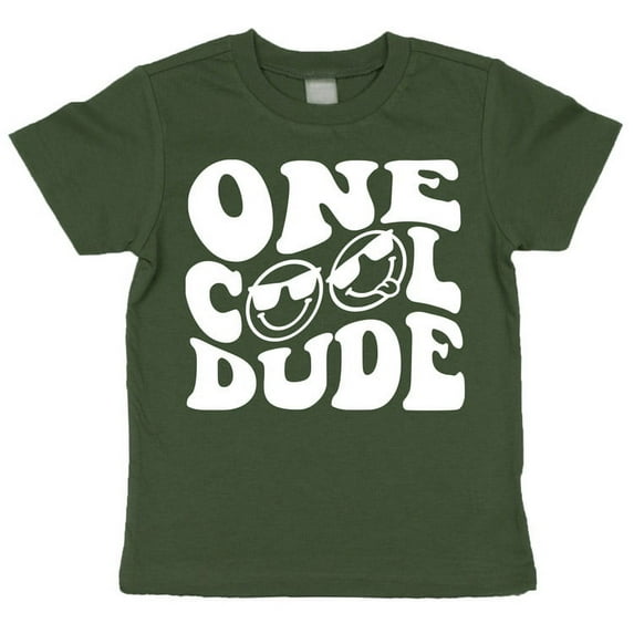 One Cool Dude Retro Boys First Birthday Shirt & Bodysuit for Boys Military Green Shirt 12 Months
