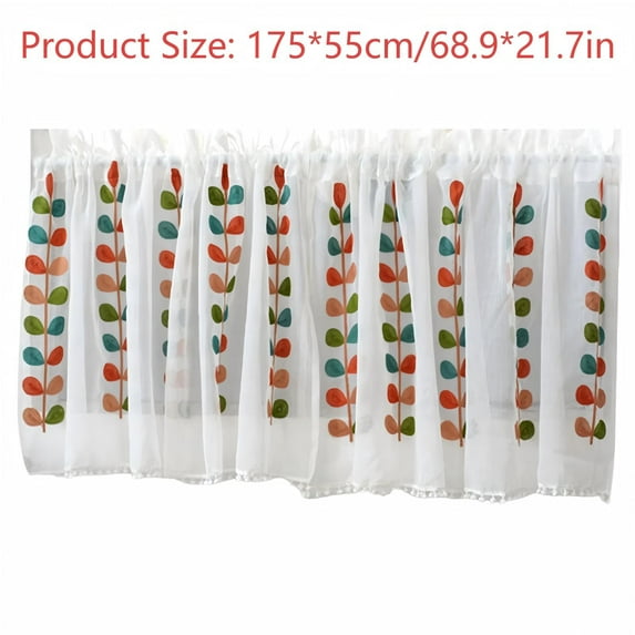 One Curtain Fresh Embroidered Kitchen Short Curtain for & Cabinet Doors