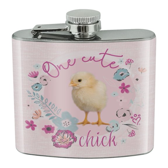 One Cute Chick Chicken Easter Spring Stainless Steel 5oz Hip Drink Kidney Flask