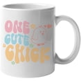 thumbnail image 1 of One Cute Chick, Groovy Text & Chicken Art Merch Gift, White 11oz Ceramic Mug, 1 of 5