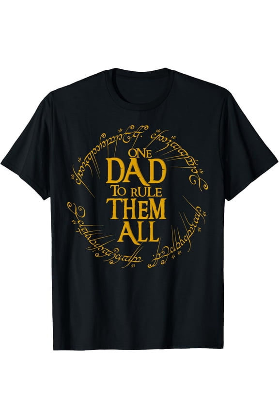 One Dad to Rule Them All Funny Fantasy Nerd Dad Graphic T-Shirt- Classic First Father's Day 2026 shirts Unisex 100% Cotton Crew Neck T-Shirt Breathable Casual Everyday Wear Affordable Graphic Soft t