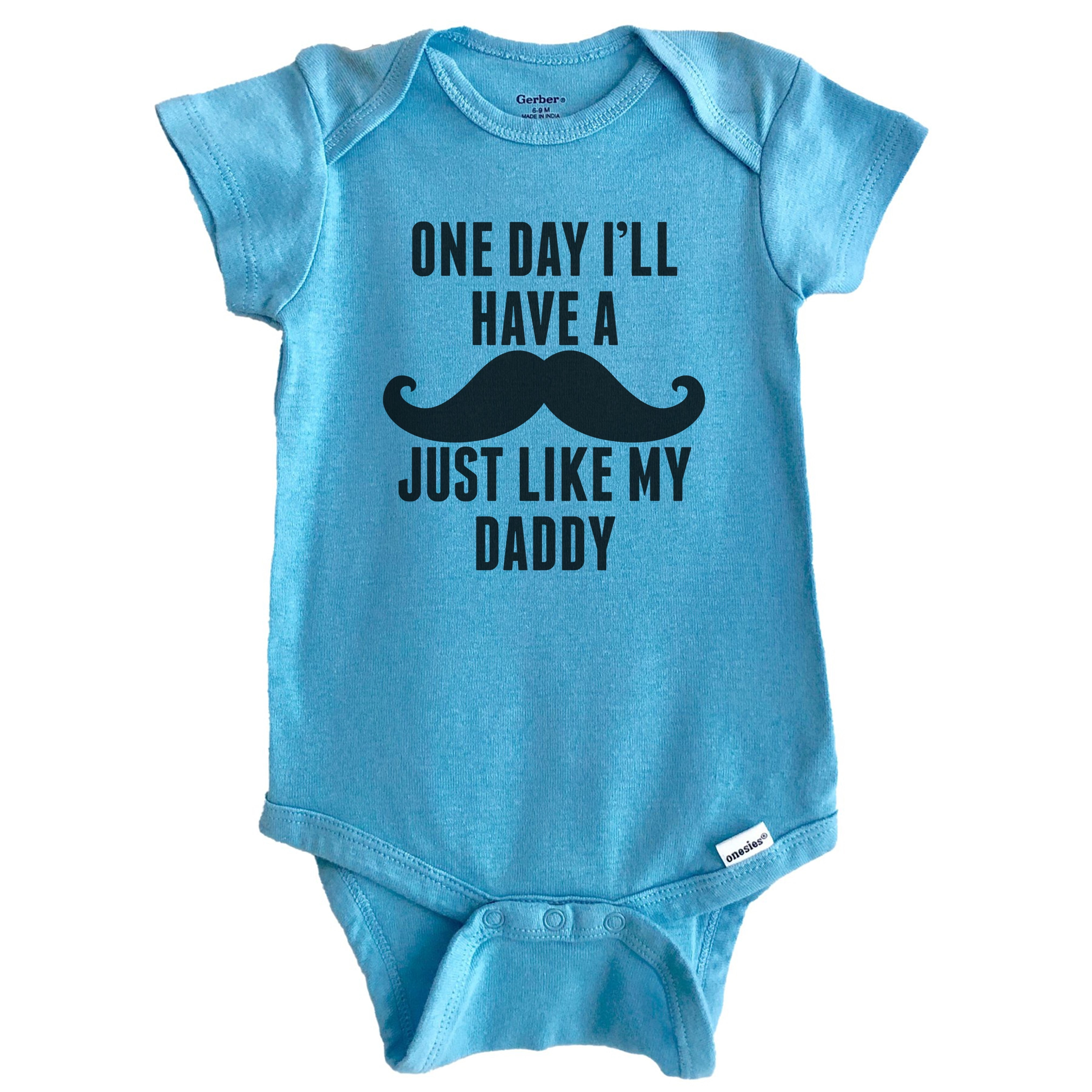 One Day I'll Have A Mustache Just Like My Daddy Funny Mustache Baby Onesie (Blue), 3-6 Months