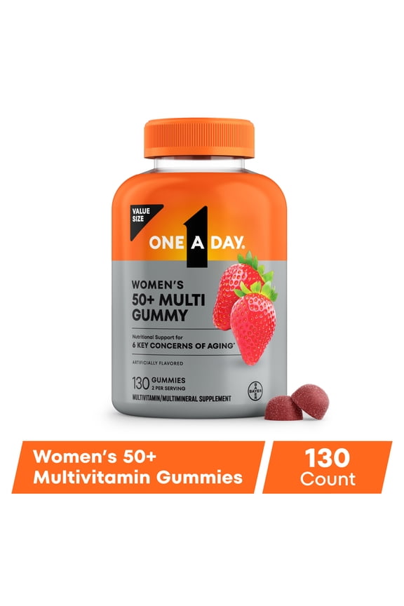 Womens 50+ Gummies, Advanced Multivitamin For Women, Vitamins for Brain Support and Immunity Support, Multivitamins with Super 8 B Vitamin Complex, Value Size, 130 Count