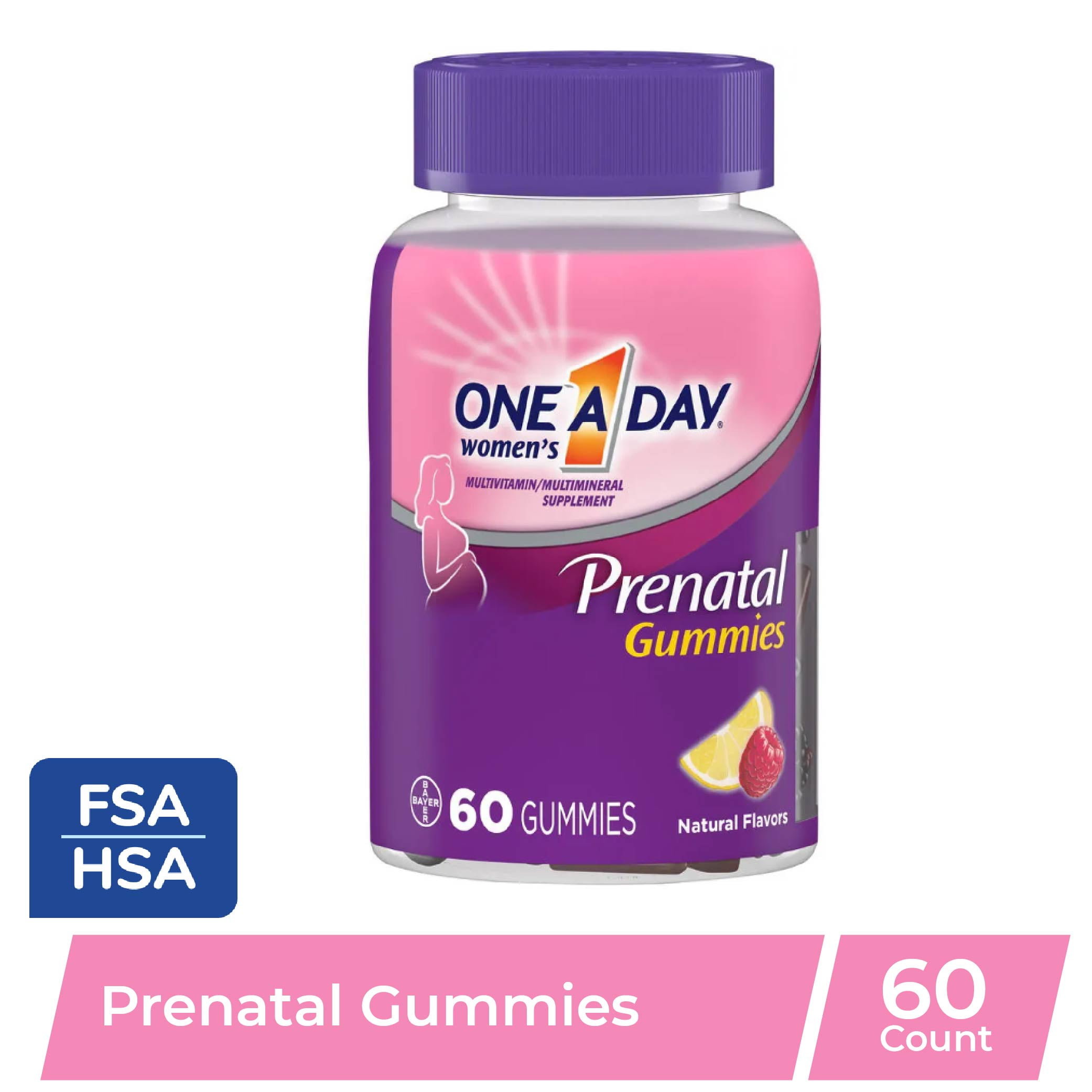 One A Day Women's Prenatal Multivitamin Gummies, Supplement for Before and During Pregnancy, Including Vitamins A, C, D, E, B6, B12, and Folic Acid, 60 Count