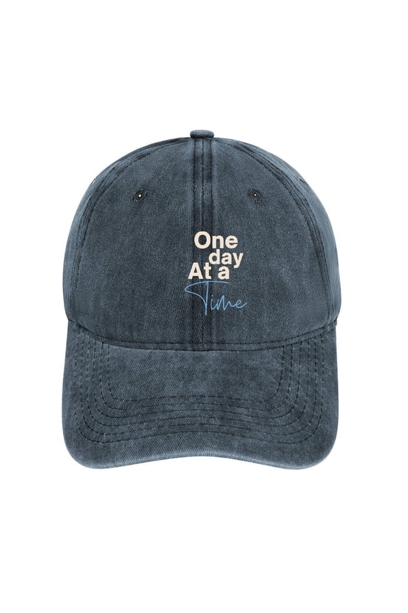 One Day at A Time Navy Baseball Cap for Men Women, Adjustable Snapback Hats Cotton Hat