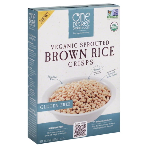 One Degree Organic Foods Sprouted Brown Rice Crisps Cereal, 8 Oz