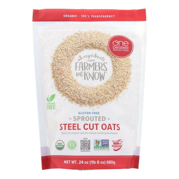 One Degree Organic Foods Organic Steel Cut Oats - Sprouted - Case of 4 - 24 oz