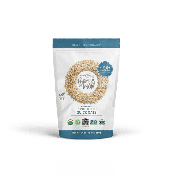 One Degree Organic Foods Gluten-Free Sprouted Quick Oats, 24 oz, Whole-Grain Oatmeal