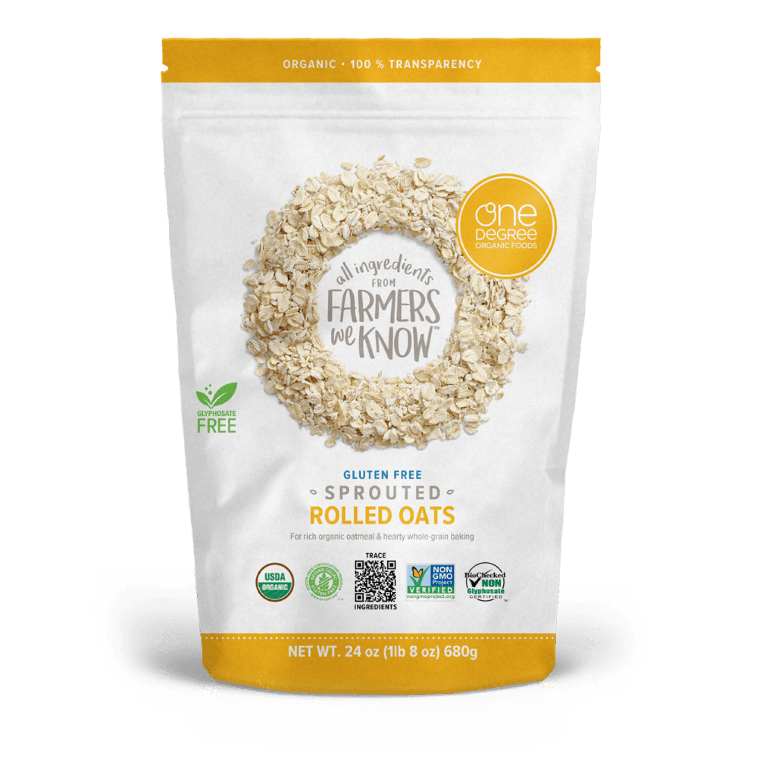 One Degree Organic Foods Gluten Free Sprouted Rolled Oats, 24 oz
