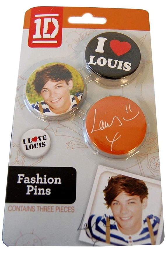 One Direction 1D Button Clip Fashion Pins - Louis Multi