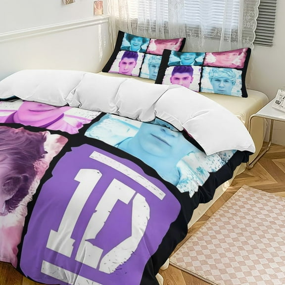 One Direction Bedding Set 3PCS (Duvet Cover And 2 Pillow Shams) Comforter Sets Bedroom Decor for Boys Girls Adult 79"x90"