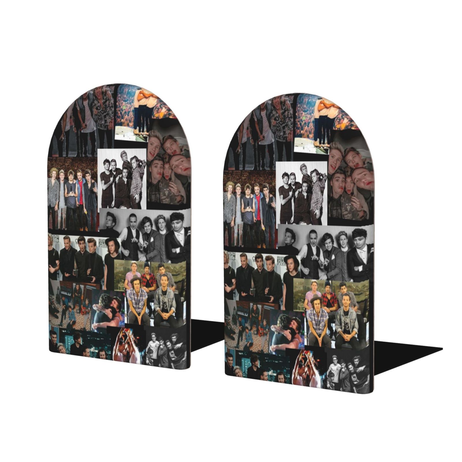 One Direction Bookends Wood Book Divider Shelves Non-Skid Book Stand 2 ...