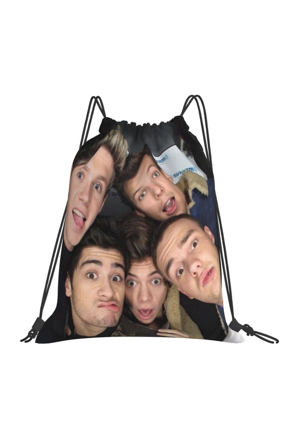 One Direction Drawstring backpack drawstring sports bag gym travel beach waterproof cute backpack for men and women. 16 x 14 inch