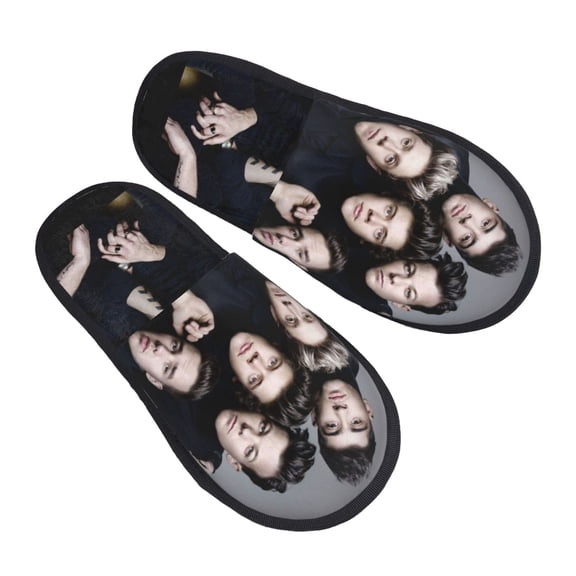 One Direction Furry Slippers For Men Women Fuzzy House Slippers Winter Anti-Slip Indoor And Outdoor Slip On Shoes Large