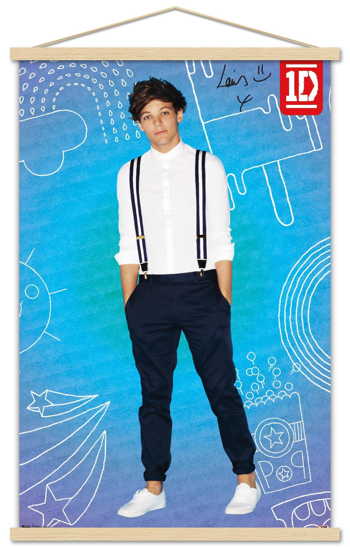 One Direction - Louis Tomlinson Wall Poster with Wooden Magnetic Frame,  22.375 x 34