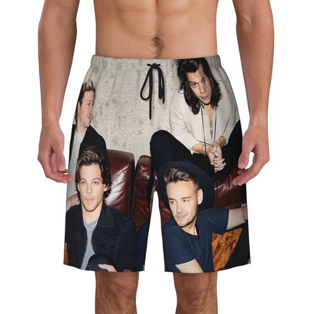 One Direction Men's Swim Trunks Quick Dry Board Shorts Bathing Suit Swimsuits Beach Shorts with Mesh Lining