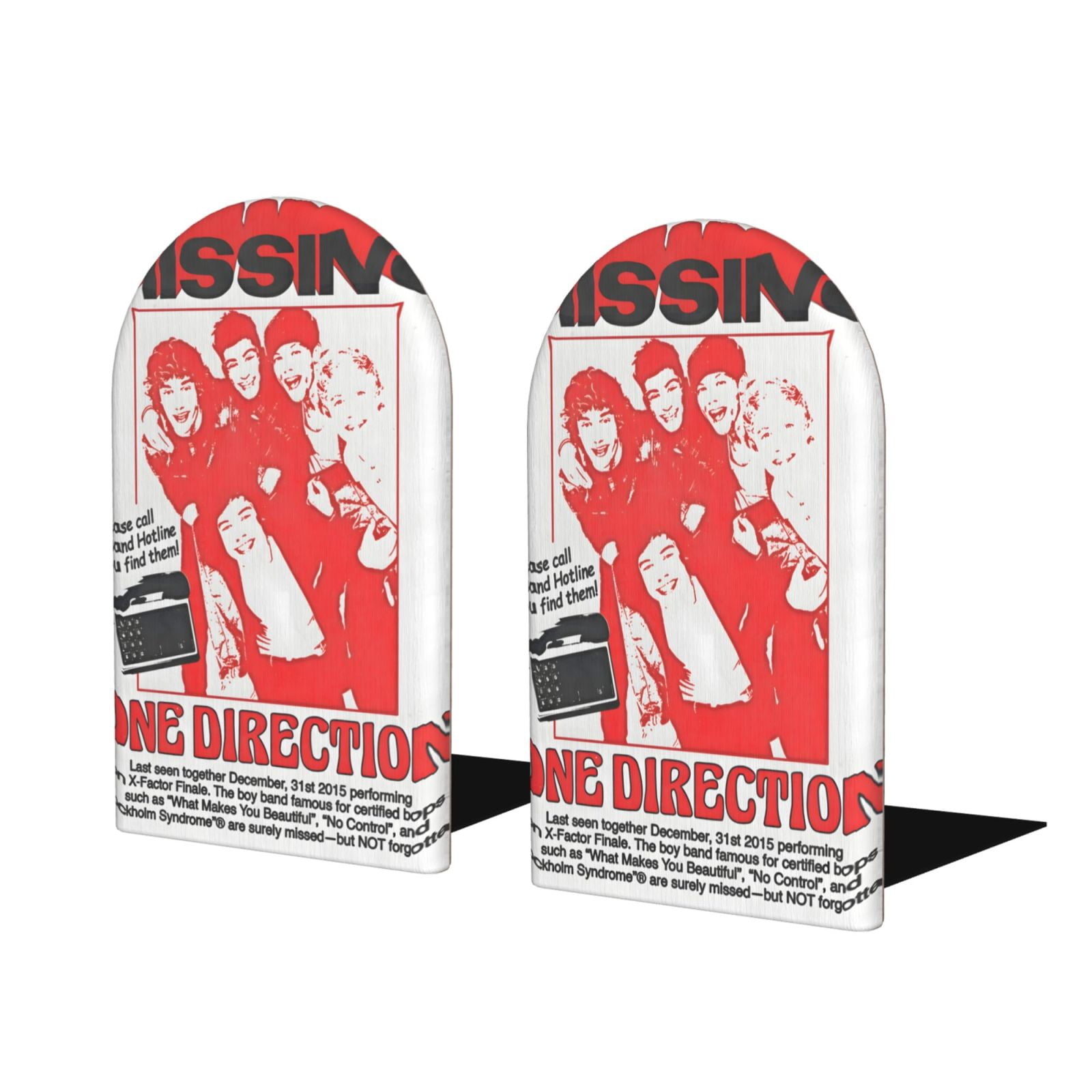 One Direction Wood Bookends, Non-Skid Bookend For Shelves Office Book ...