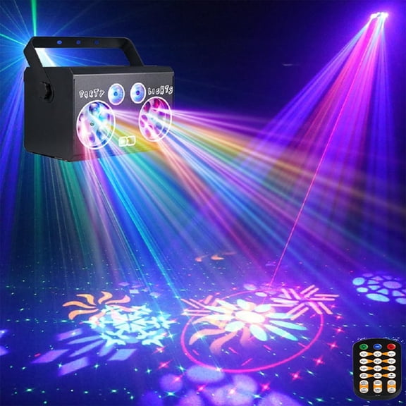 All in One Disco Lights LED Stage Lights DMX512 Laser show, 16 Eyes Strobe lights, Sound Activated, Party Decoration for Birthday, Wedding, Events, Christmas, Halloween, Bar, Pub, Karaoke(Metal Case)