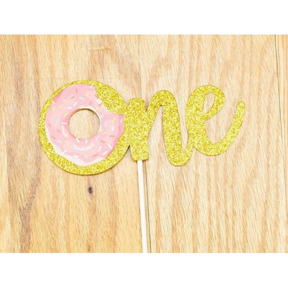 One Donut bite Cake Topper Glitter - First Birthday Birthday Cake Topper Smash Cake Topper Birthday Party 1st Birthday Party 1 sprinkles