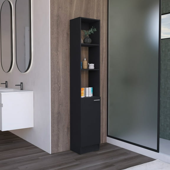 One - Door Bathroom Storage Cabinet | Adjustable Shelving for Various Items in Different Rooms | Laminated Particle Board Build | Offers Ample Storage