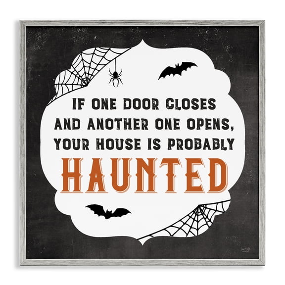 Stupell Industries One Door Closes Haunted House Gray Framed Giclee Art, design by Lux + Me Designs, 24 x 24
