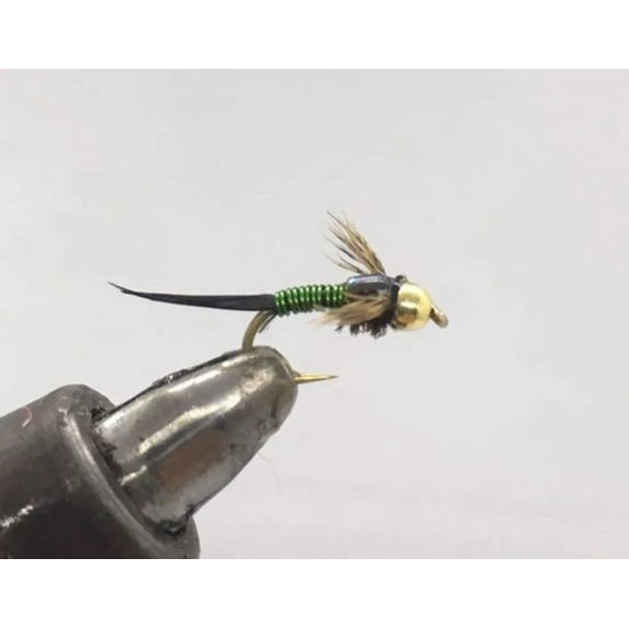 One Dozen (12) - Beadhead Copper John - Green - Nymph