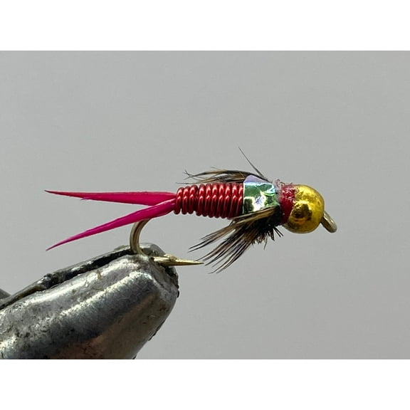 One Dozen (12) - Beadhead Copper John - Red - Nymph