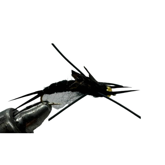 One Dozen (12) - Beadhead Kauffman Rubber Legs Stonefly - Black