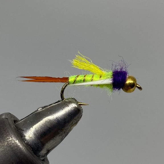 One Dozen (12) - Beadhead Psycho Prince - Green - Nymph