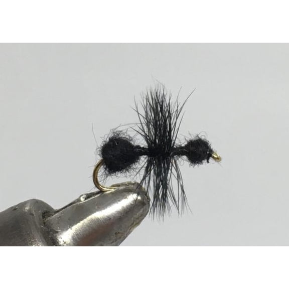 One Dozen (12) - Black Fur Ant - Nymph/Dry Fly
