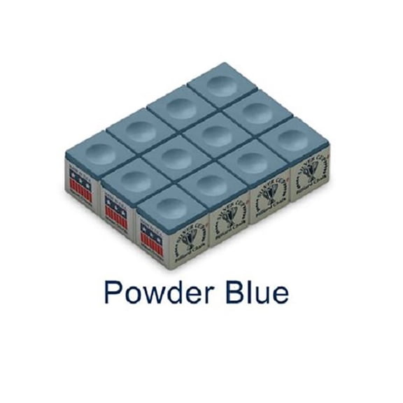 One Dozen (12) Box POWDER BLUE Silver Cup Pool Cue Stick Billiards Chalk