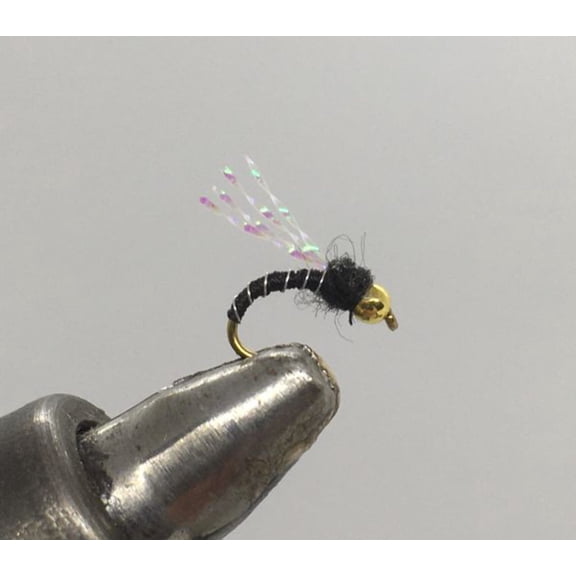 One Dozen (12) - Tungsten Beadhead Crystal Midge - Black