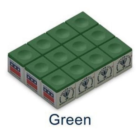 One Dozen GREEN Silver Cup Pool Cue Chalk