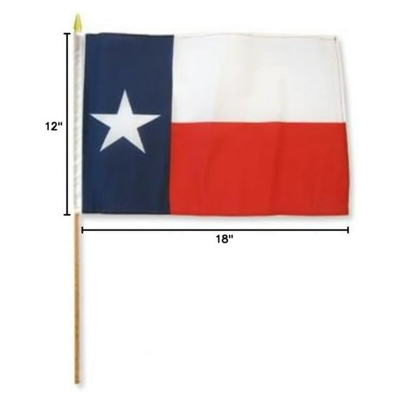 One Dozen Texas 12x18in Stick Flags.