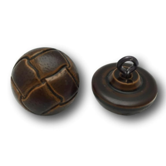One Dozen Vintage Leather Like Buttons - Light Brown - Dark Brown - 3/4" or 1"