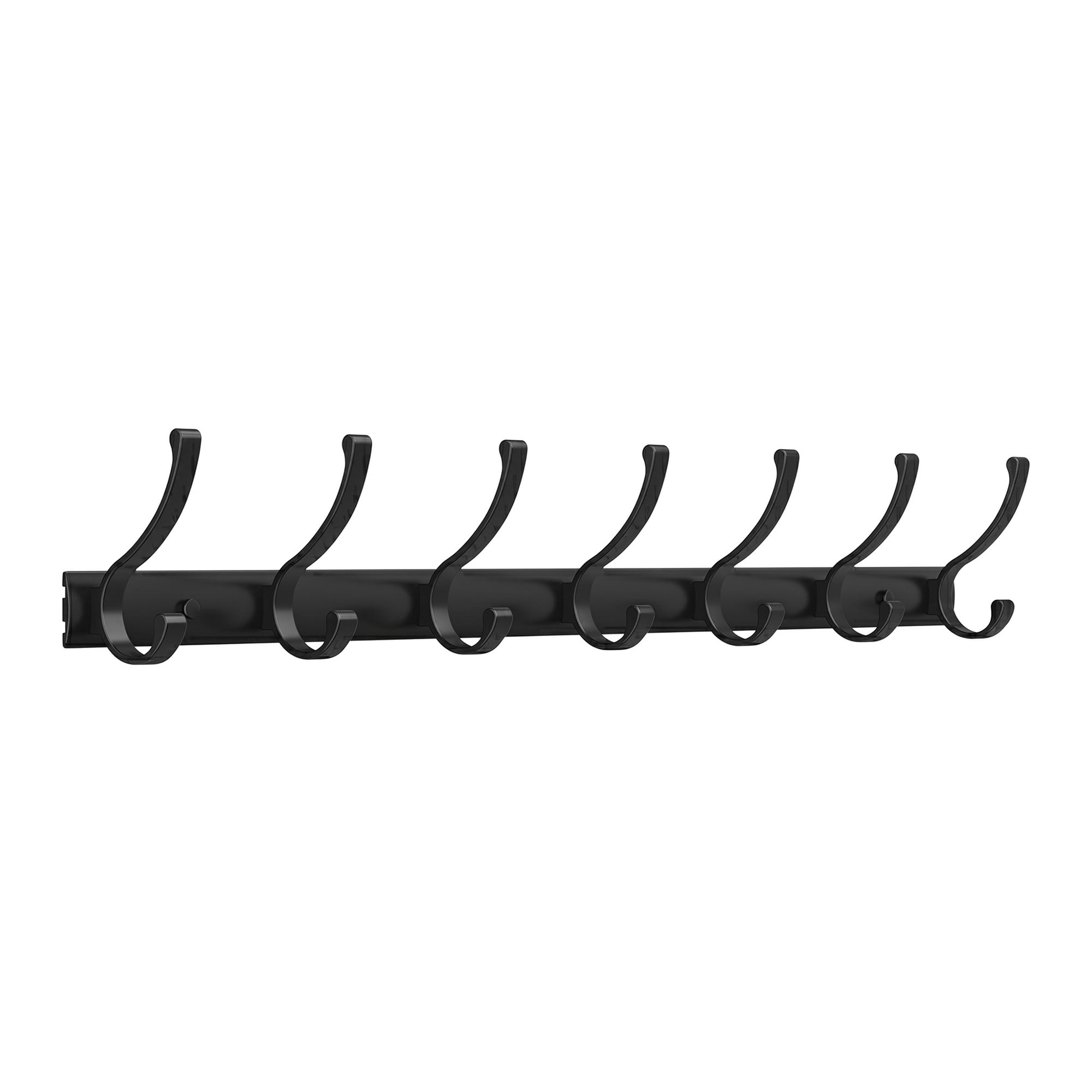 Unique Bargains Coat Rack Wall Mount,Hat Rack for Entryway and Bedroom Black 7 Hooks