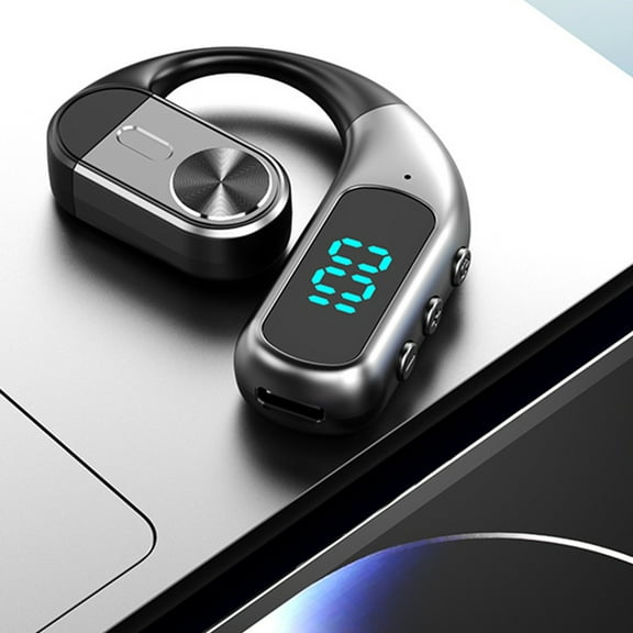 One Ear Headset Open Ear Air-Bone Conduction Headphones Single Bluetooth Headphones with Earhooks Over The Ear Earbuds with Hook Bone Conduction Headset Handsfree Truck Driver with Mic