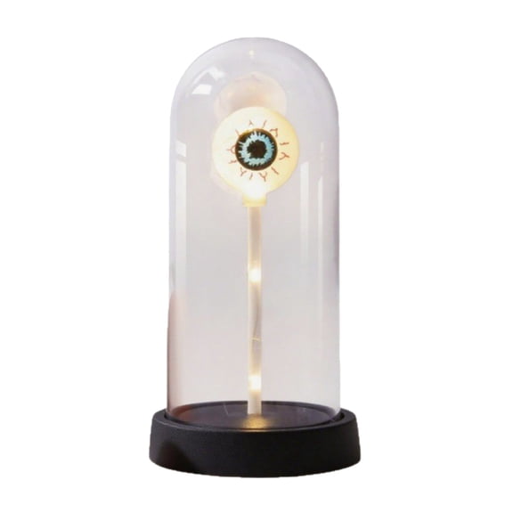 Spooky One Eyed Ghost Glass Lantern Night Light Warm White Glow Halloween Indoor Decor for Shelf Mantel Tabletop