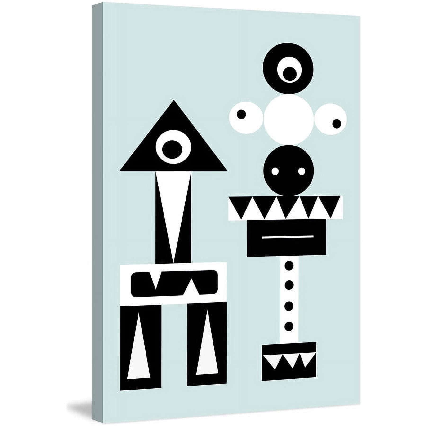 "One-Eyed Robots" Painting Print on Wrapped Canvas