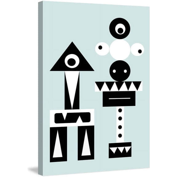 "One-Eyed Robots" Painting Print on Wrapped Canvas