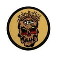 thumbnail image 1 of One Eyed Skull Patch Melt Zombie Death Reed Embroidered Iron On Applique, 1 of 1
