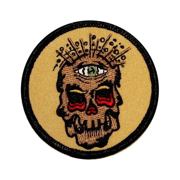 One Eyed Skull Patch Melt Zombie Death Reed Embroidered Iron On Applique