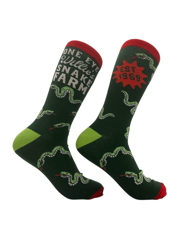 One Eyed Willies Snake Farm Socks Funny Sarcastic Adult Joke Graphic Footwear for Men